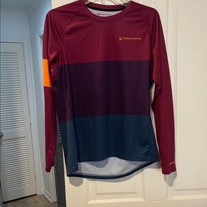 Women's Long Sleeve Top - Burgundy and Navy